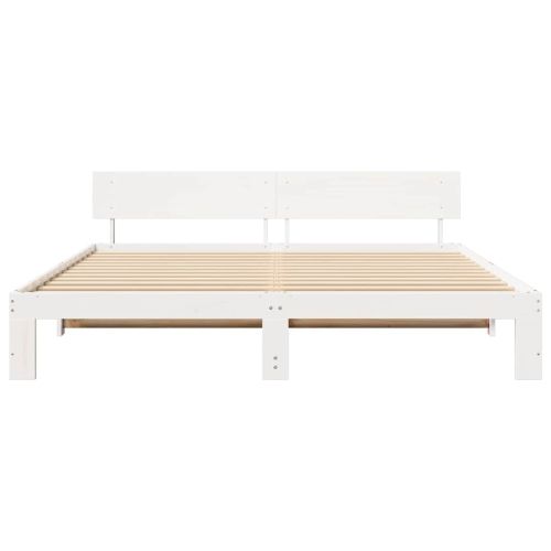 Рамка за легло с таблото Бяло 200 x 200 cm Солидно борово дърво