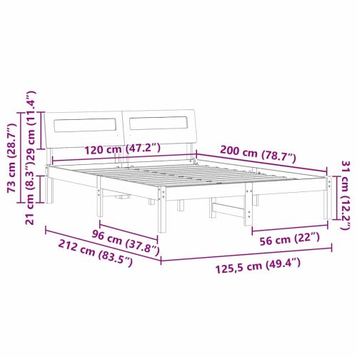 Рамка за легло с таблото Кафяво с восъчно покритие 120 x 200 cm