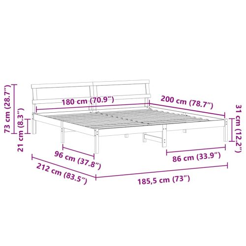 Рамка за легло Кафяво 180 x 200 cm Солидно борово дърво