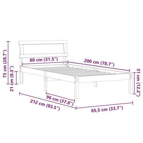 Рамка за легло с таблото Кафяво с восъчно покритие 80 x 200 cm