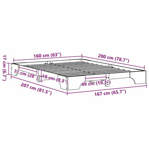 Рамка за легло Кафяво с восъчно покритие 160 x 200 cm