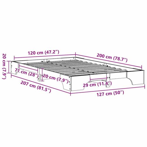 Рамка за легло Естествен 120 x 200 cm Солидно борово дърво