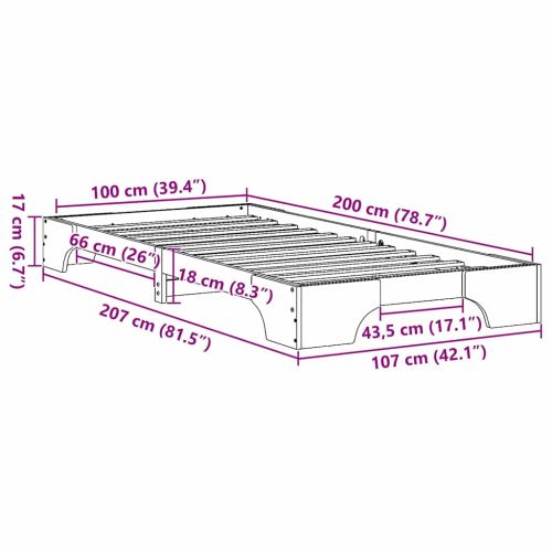 Рамка за легло Кафяво с восъчно покритие 100 x 200 cm