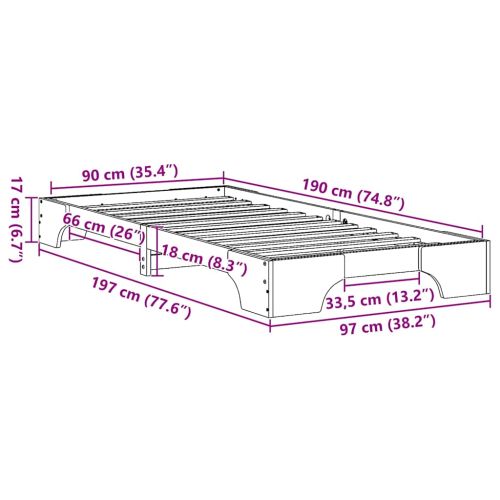 Рамка за легло Бяло 90 x 190 cm Солидно борово дърво