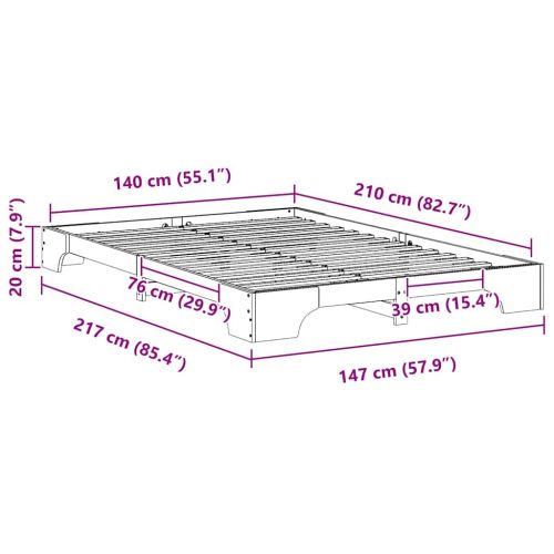 Рамка за легло Кафяво 140 x 210 cm Солидно борово дърво