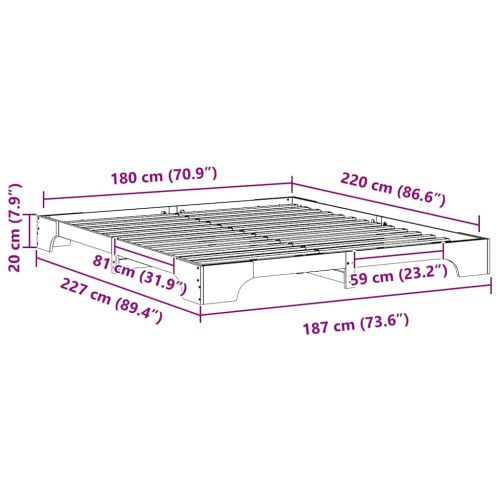 Рамка за легло Бяло 180 x 220 см Солидно борово дърво