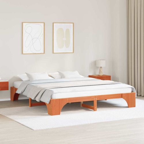 Рамка за легло Кафяво с восъчно покритие 200 x 200 cm