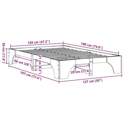 Рамка за легло Солидно борово дърво 120 x 190 cm