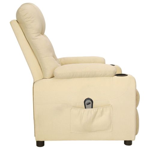 Електрически стол реклайнер , кремав, текстил