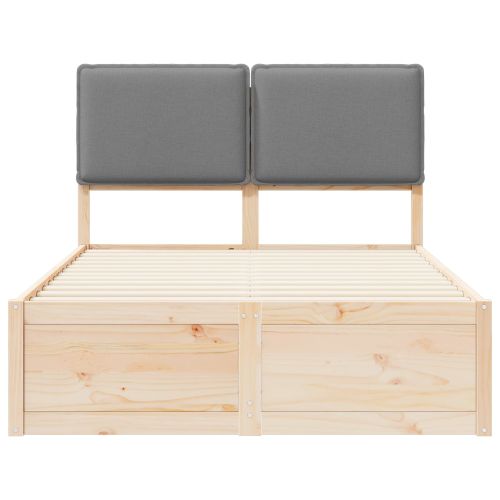 Леглова рамка с тапицирана гръбна част Светлосиво 120 x 200 cm