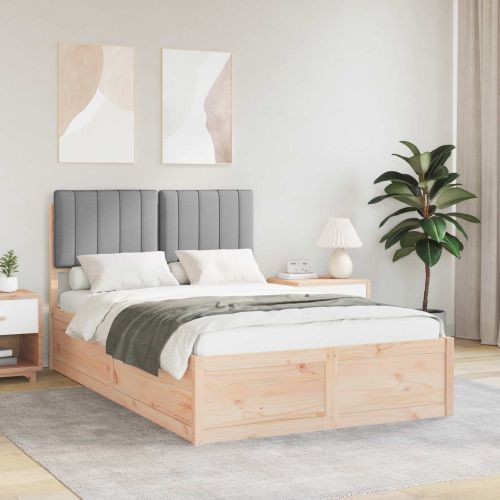 Леглова рамка с тапицирана гръбна част Светлосиво 120 x 200 cm