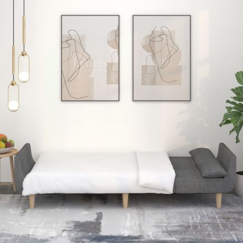 2-местно разтегателно канапе с възглавници, светлосиво, текстил