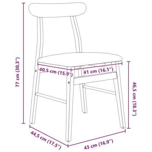 Трапезен стол 2 pcs Естествено и светло Солидно гумено дърво