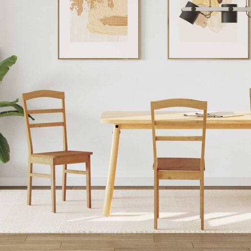 Трапезен стол 2 pcs Естествен Солидно гумено дърво