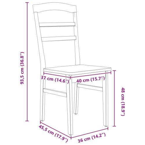 Трапезен стол 2 pcs Естествен Солидно гумено дърво