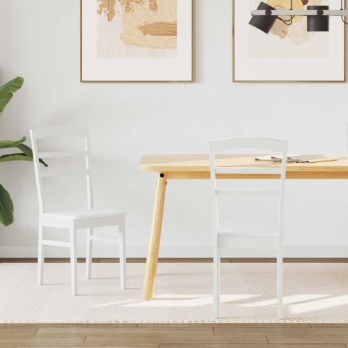 Трапезен стол 2 pcs Бяло Солидно гумено дърво