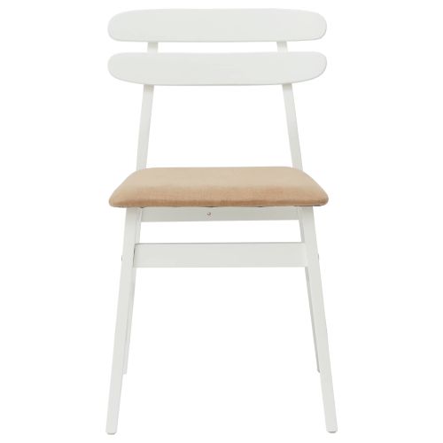 Трапезен стол 2 pcs Бяло и кафяво Солидно гумено дърво