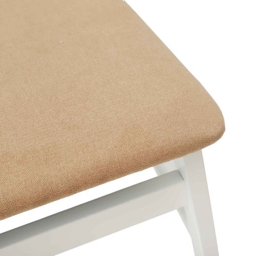 Трапезен стол 2 pcs Бяло и кафяво Солидно гумено дърво