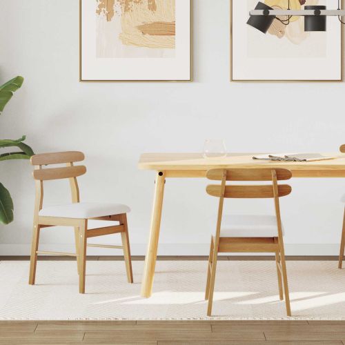 Трапезен стол 2 pcs Естествено и светло Солидно гумено дърво