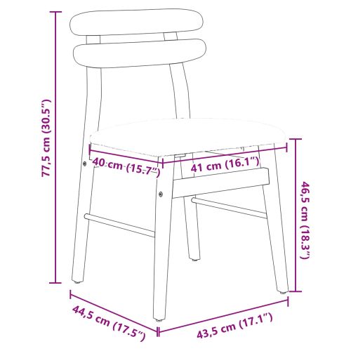 Трапезен стол 2 pcs Естествено и светло Солидно гумено дърво