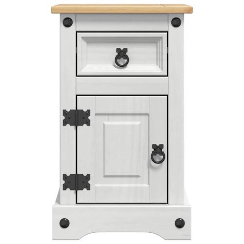 Нощно шкафче Бяло 35 x 32,5 x 58 см Солидно борово дърво