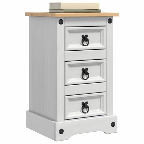 Нощно шкафче Бяло 35 x 32,5 x 58 см Солидно борово дърво