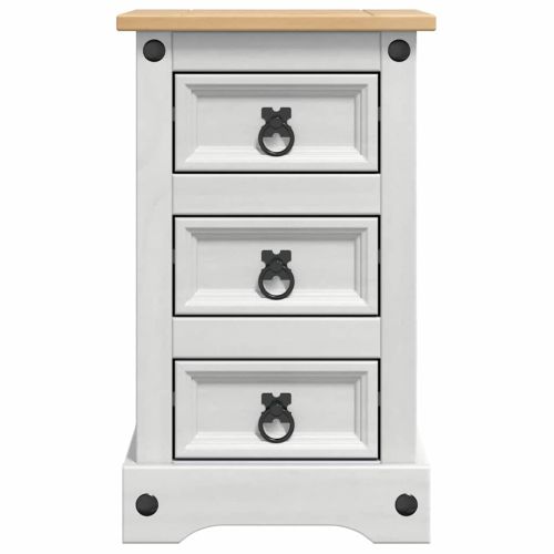 Нощно шкафче Бяло 35 x 32,5 x 58 см Солидно борово дърво