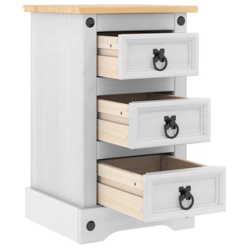 Нощно шкафче Бяло 35 x 32,5 x 58 см Солидно борово дърво