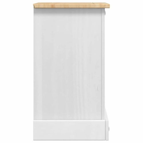 Нощно шкафче Бяло 35 x 32,5 x 58 см Солидно борово дърво