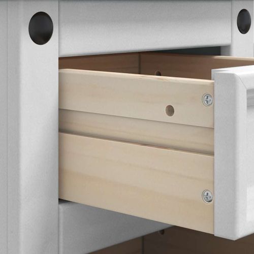 Нощно шкафче Бяло 35 x 32,5 x 58 см Солидно борово дърво