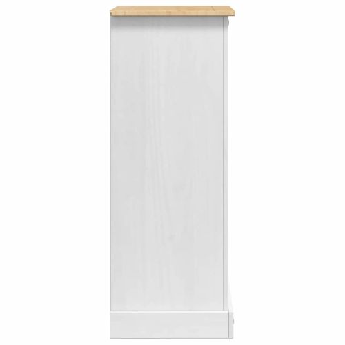 Нощно шкафче Бяло 53 x 39 x 103 cm Солидно борово дърво