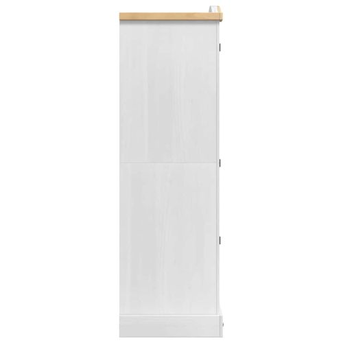 Гардероб с чекмедже Бяло 101 x 52 x 170 см Солидно борово дърво