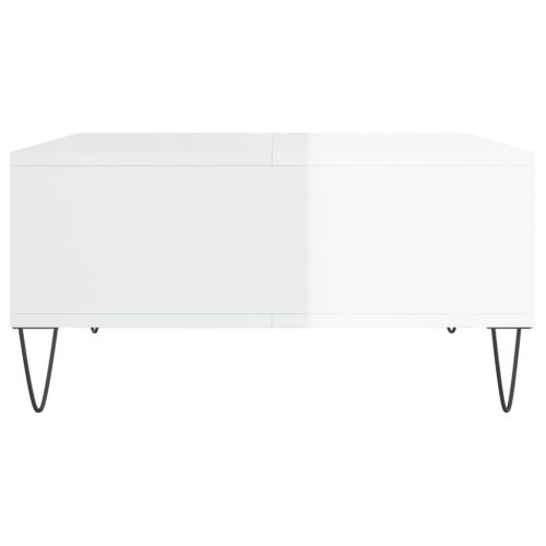 Кафе маса, бял гланц, 60x60x30 см, инженерно дърво