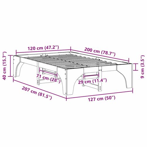 Рамка за легло Кафяво 120 x 200 cm Солидно борово дърво