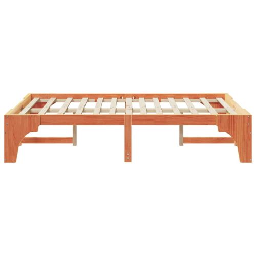 Леглово дъно със съхранение Кафяво 135 x 190 cm Борово дърво