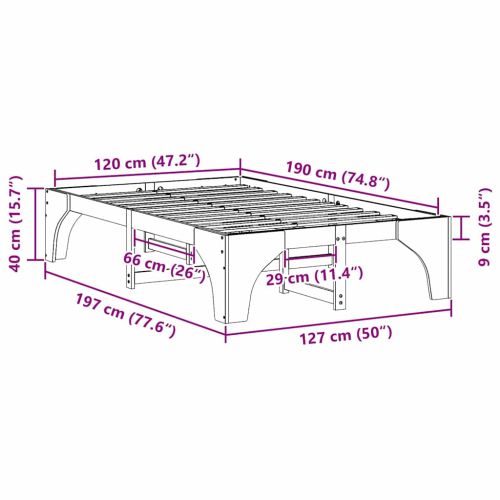 Рамка за легло Кафяво 120 x 190 cm Солидно борово дърво