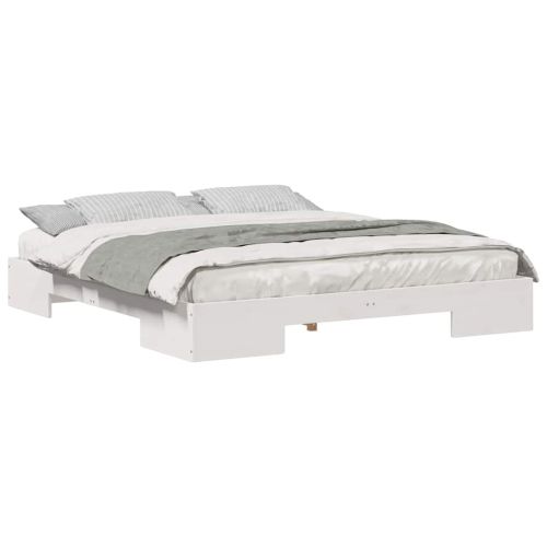 Леглово дъно Бяло 200 x 200 cm Борово дърво масив