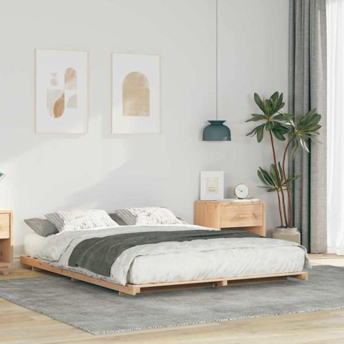 Леглово дъно Кафяво 160 x 200 cm Борово дърво масив