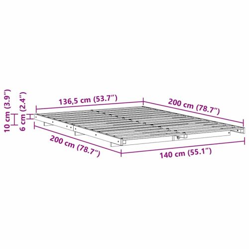 Леглово дъно Кафяво 140 x 200 cm Борово дърво масив