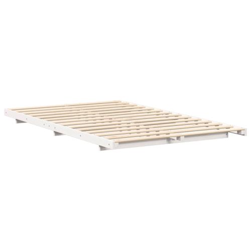 Леглово дъно Бяло 135 x 190 cm Борово дърво масив