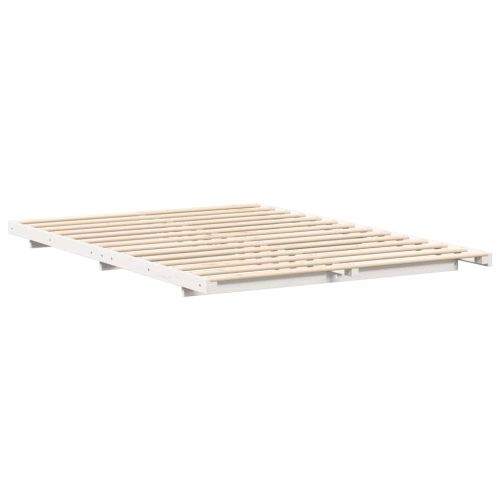 Леглово дъно Бяло 140 x 220 cm Борово дърво масив