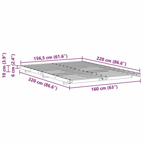 Леглово дъно Восъчнокафяв 160 x 220 cm Борово дърво масив
