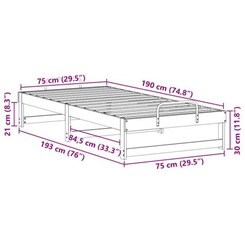 Рамка за легло Кафяво 75 x 190 cm Солидно борово дърво