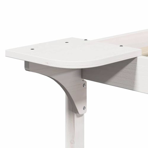 Легло с нощни шкафчета Бяло 100 x 220 cm Солидно борово дърво