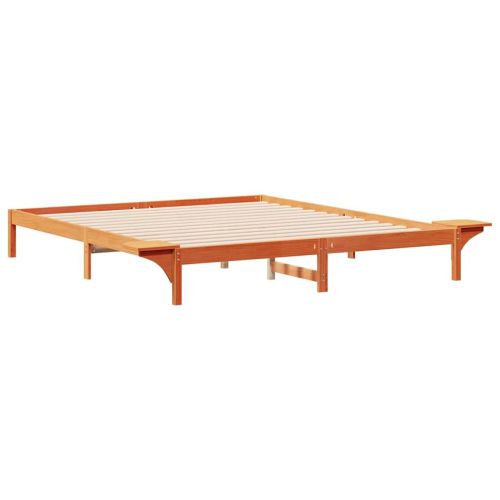 Легло с нощни шкафчета Кафяво с восъчно покритие 200 x 220 cm