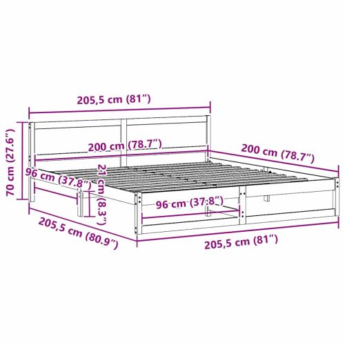 Рамка за легло с таблото Кафяво с восъчно покритие 200 x 200 cm