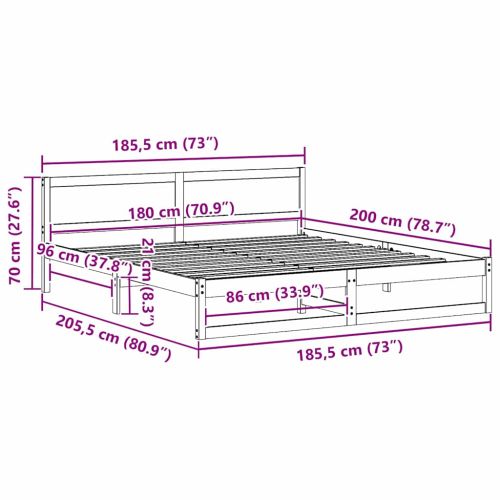 Рамка за легло с таблото Кафяво с восъчно покритие 180 x 200 cm