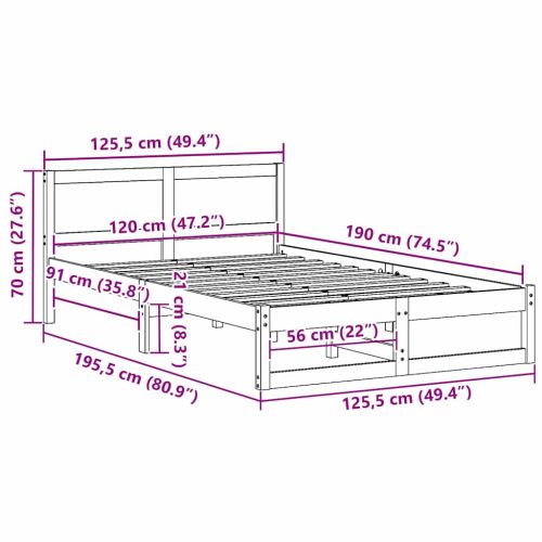 Рамка за легло с таблото Кафяво с восъчно покритие 120 x 190 cm