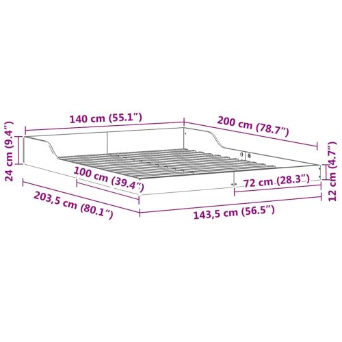 Рамка за легло Кафяво с восъчно покритие 140 x 200 cm