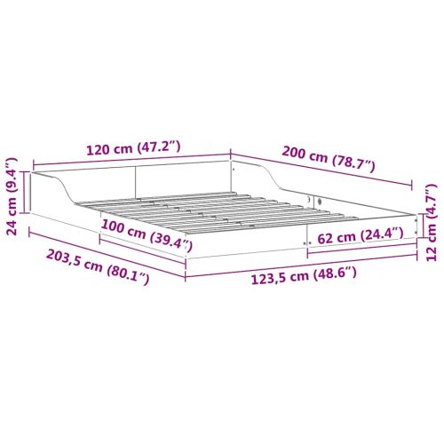 Рамка за легло Кафяво 120 x 200 cm Солидно борово дърво